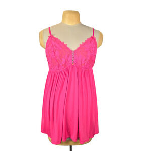 Cacique Babydoll Slip Camisole Pink Lace Lingerie 18/20 Y2K Coquette Romantic